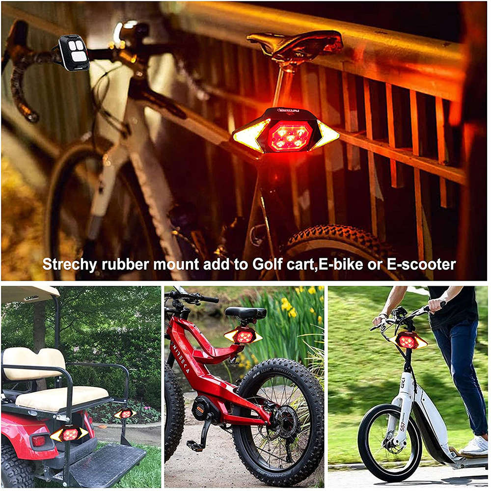 Waterproof LED Bike Tail Light Turn Signals with Wireless Remote Control