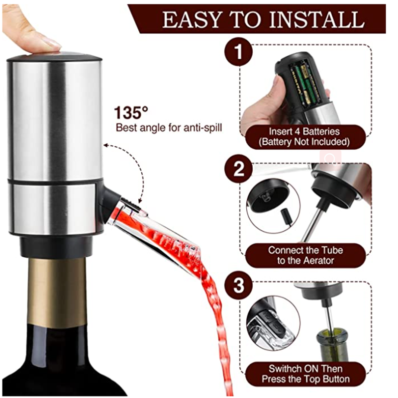 Electric Wine Decanter with Pump Dispenser - Sliver