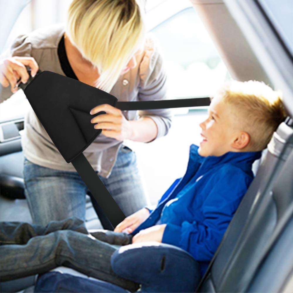 Car Seatbelt Safety Cover Triangle Positioner Seatbelt Adjuster-Black