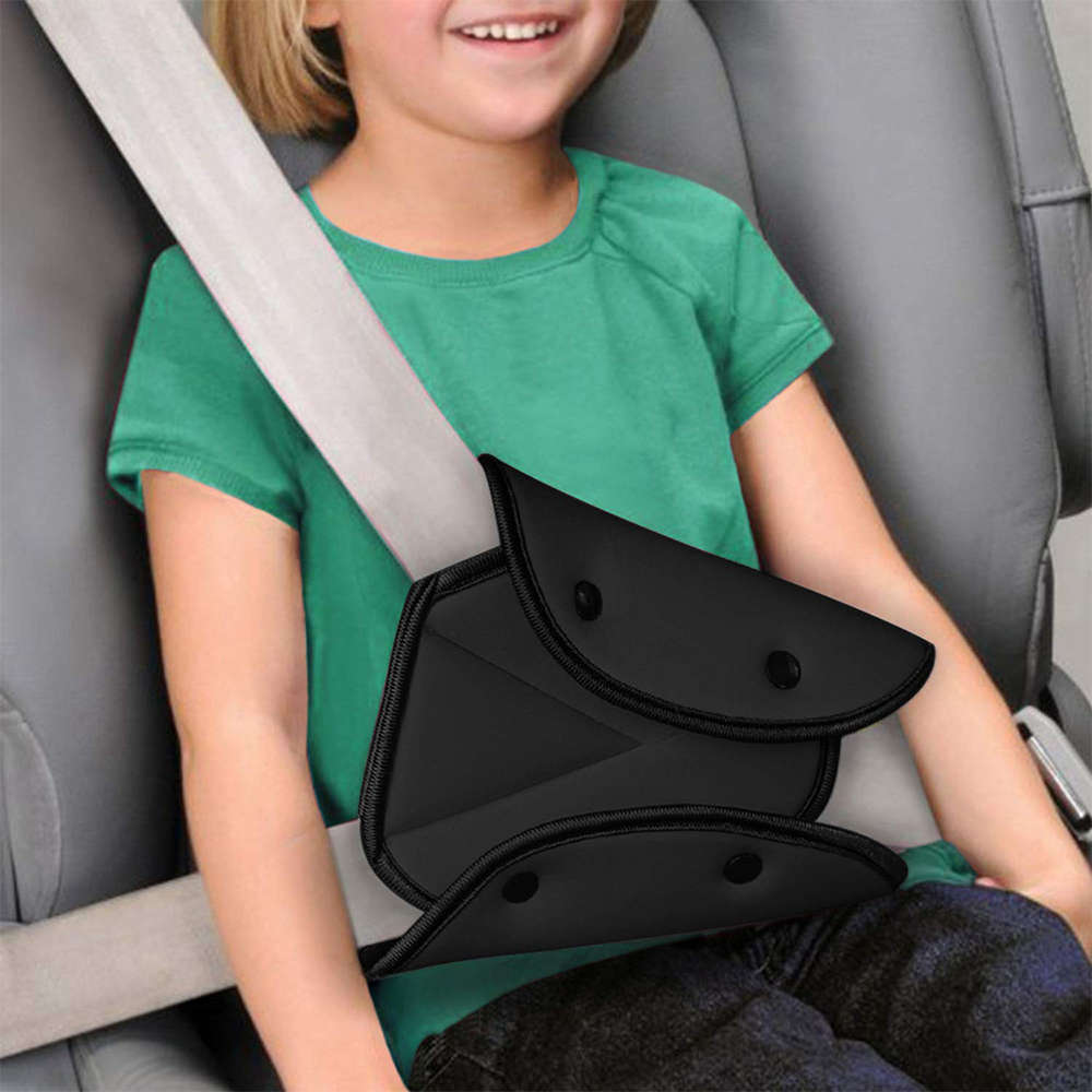 Car Seatbelt Safety Cover Triangle Positioner Seatbelt Adjuster-Black