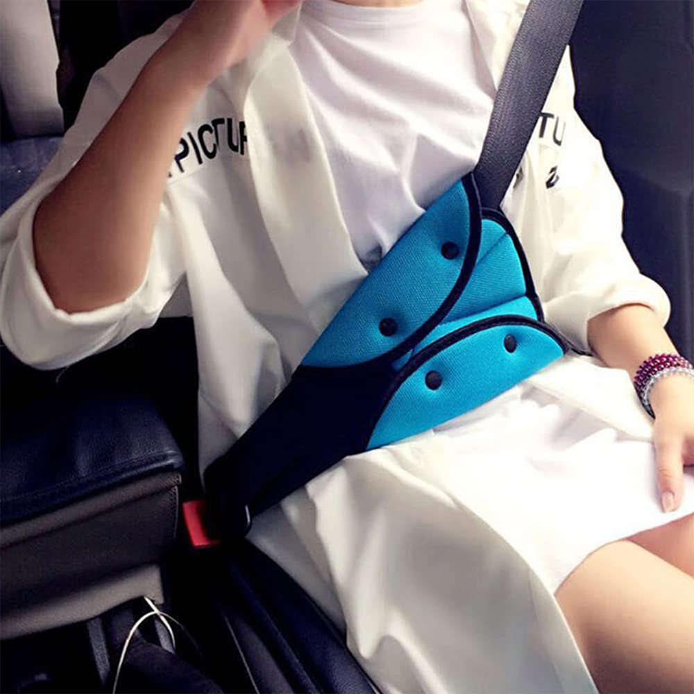 Car Seatbelt Safety Cover Triangle Positioner Seatbelt Adjuster-Blue