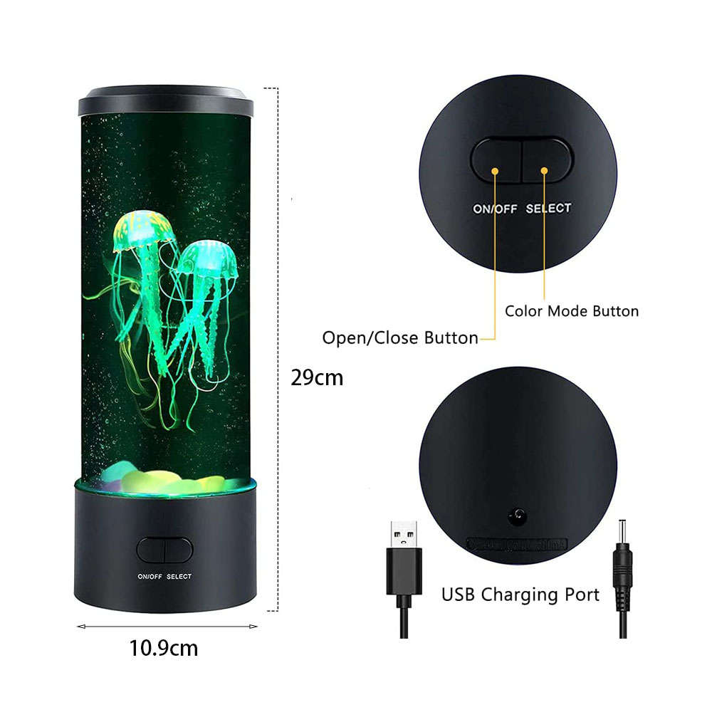 LED Jellyfish Lamp Real Jellyfish Aquarium Lamp Colorful Room Mood Light