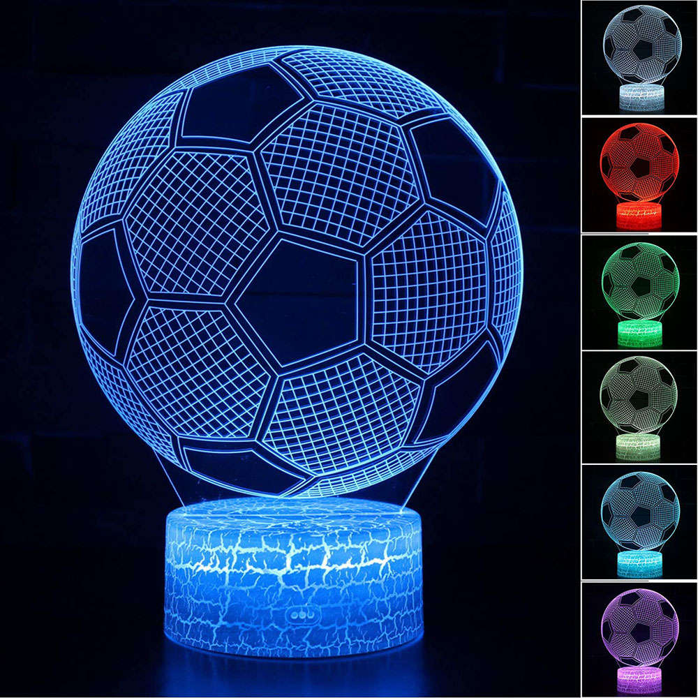 3D Illusion Soccer Lamp 16 Color Change Night Light Touch-Remote