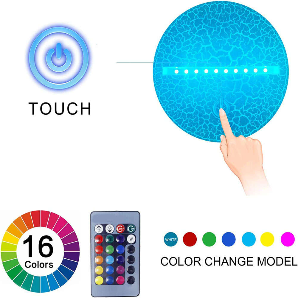 3D Illusion Soccer Lamp 16 Color Change Night Light Touch-Remote