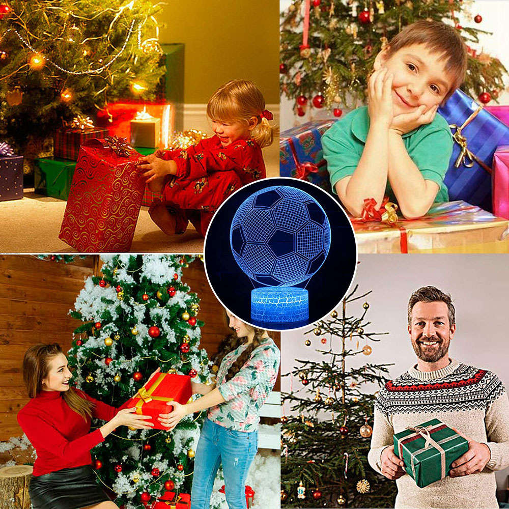 3D Illusion Soccer Lamp 16 Color Change Night Light Touch-Remote