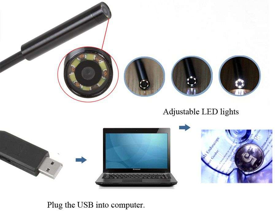7mm 6 LED USB Waterproof Inspection Tube