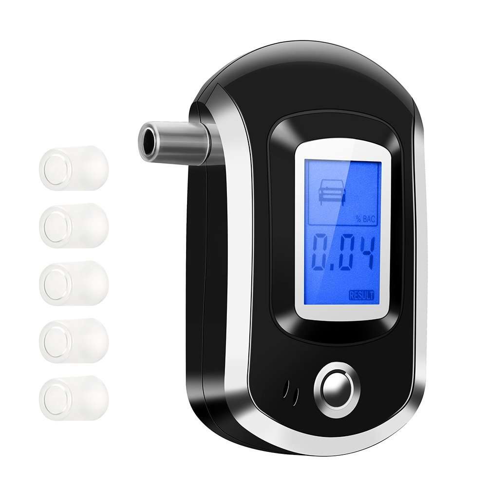 Digital Alcohol Tester with 5 Mouthpieces, Professional Breathalyzer with Semi-conductor Sensor