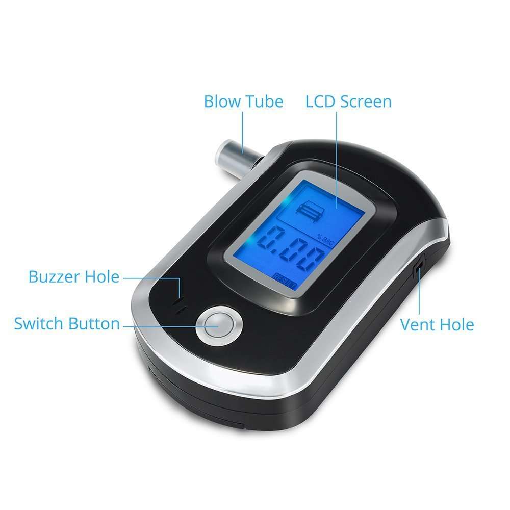 Digital Alcohol Tester with 5 Mouthpieces, Professional Breathalyzer with Semi-conductor Sensor