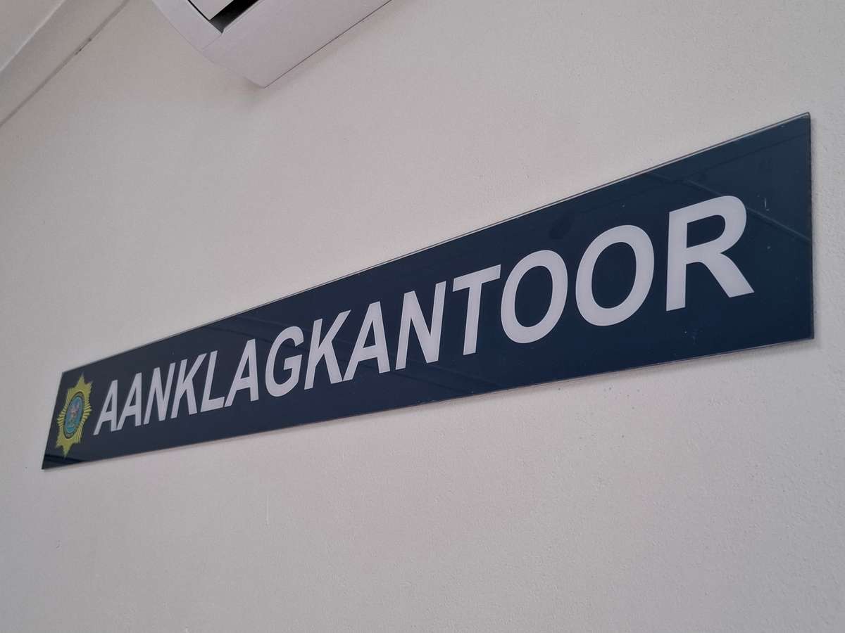 Perspex SAP "Aanklagkantoor" sign 1200mm x 140mm