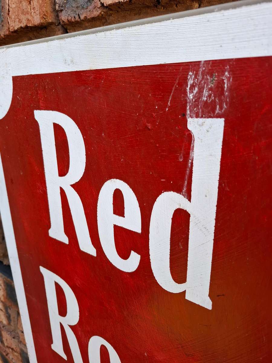 "Red Rose Tea" hand painted steel sign 43cm x 91cm x 5cm