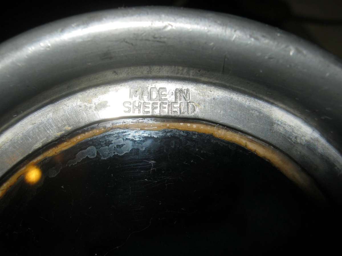 Pewter antique glass bottom small beer mug holds just more than 300ml. Sheffield made.