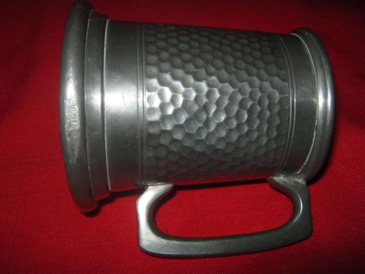 Pewter antique glass bottom small beer mug holds just more than 300ml. Sheffield made.