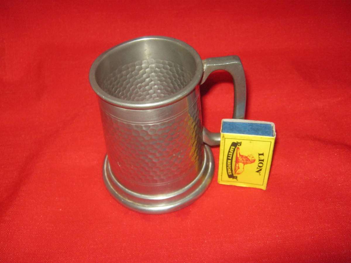 Pewter antique glass bottom small beer mug holds just more than 300ml. Sheffield made.