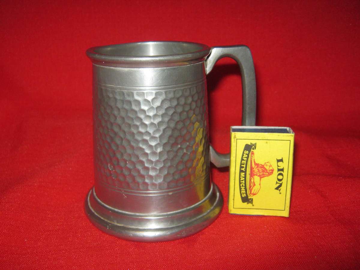 Pewter antique glass bottom small beer mug holds just more than 300ml. Sheffield made.