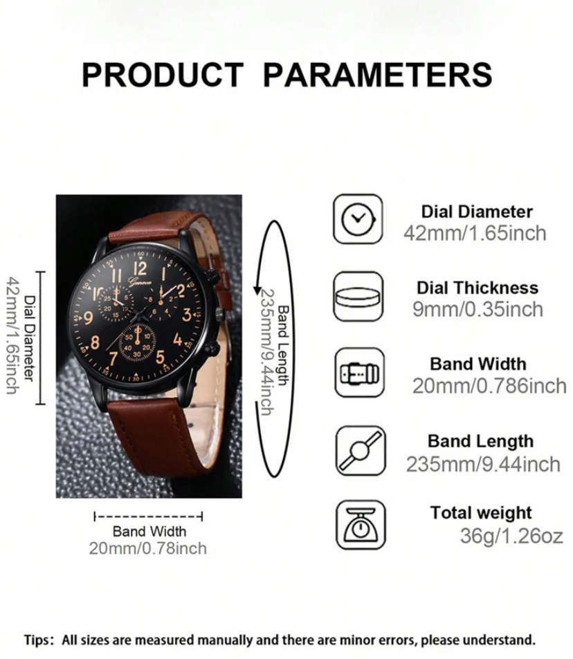 Mens Leather Watch and leather bracelet