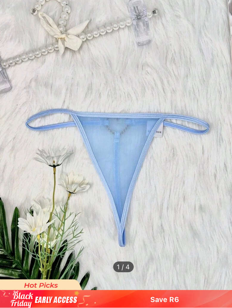 **80% Off New Stock - Black November Deals: Unusual Diamante Encrusted Heart Gstring**