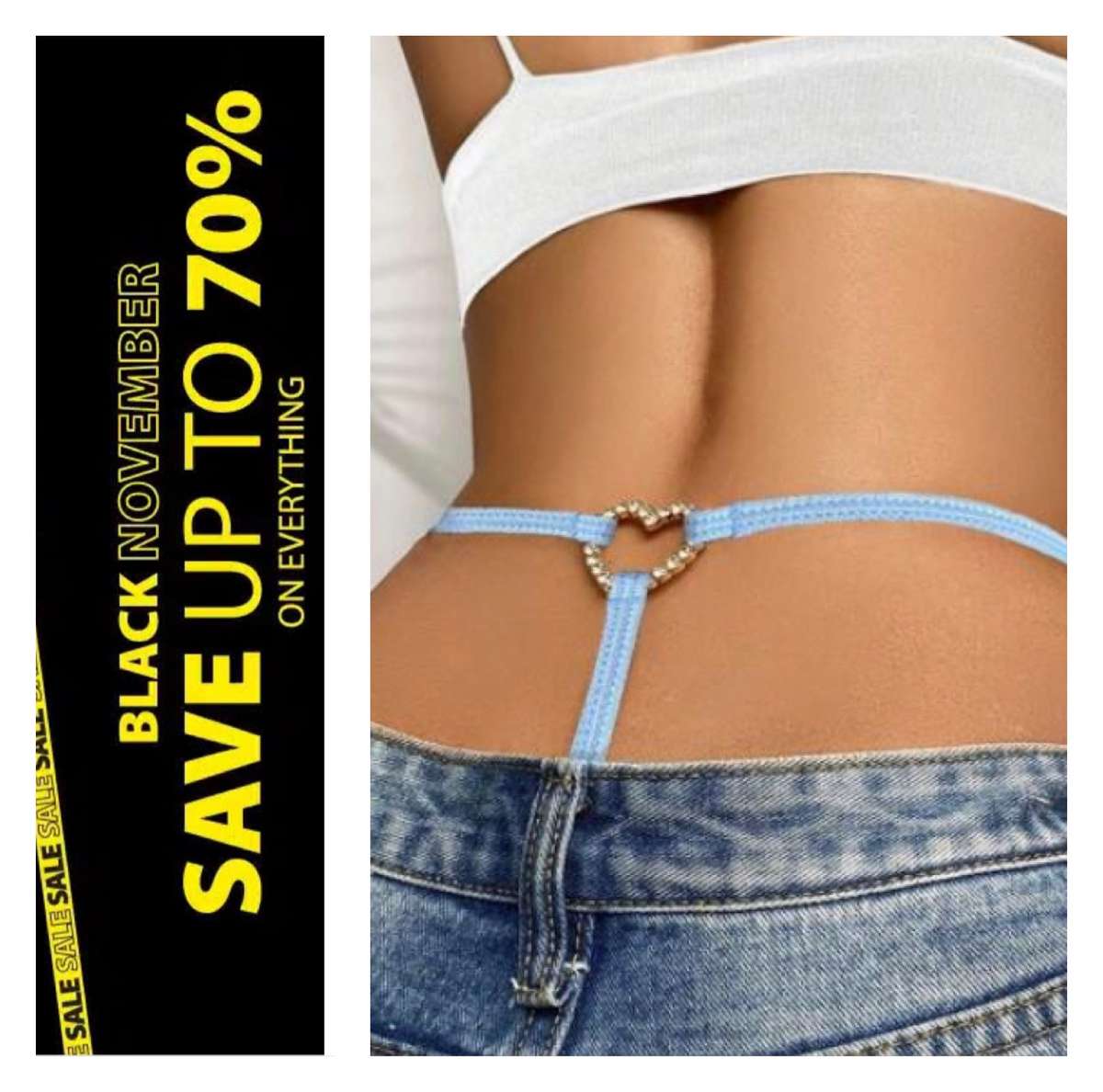 **80% Off New Stock - Black November Deals: Unusual Diamante Encrusted Heart Gstring**