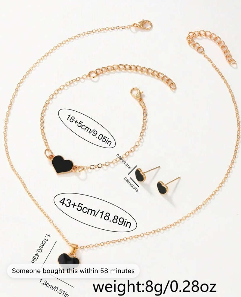 **REDUCED 70%off Black November : 4piece Watch with matching Bracelet, Chain and Earrings gift set**