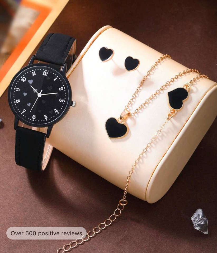 **REDUCED 70%off Black November : 4piece Watch with matching Bracelet, Chain and Earrings gift set**