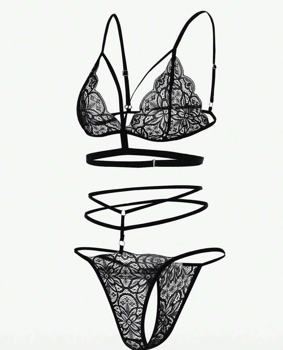 November deals - 50% Off 2 piece Black Harness Lingerie set