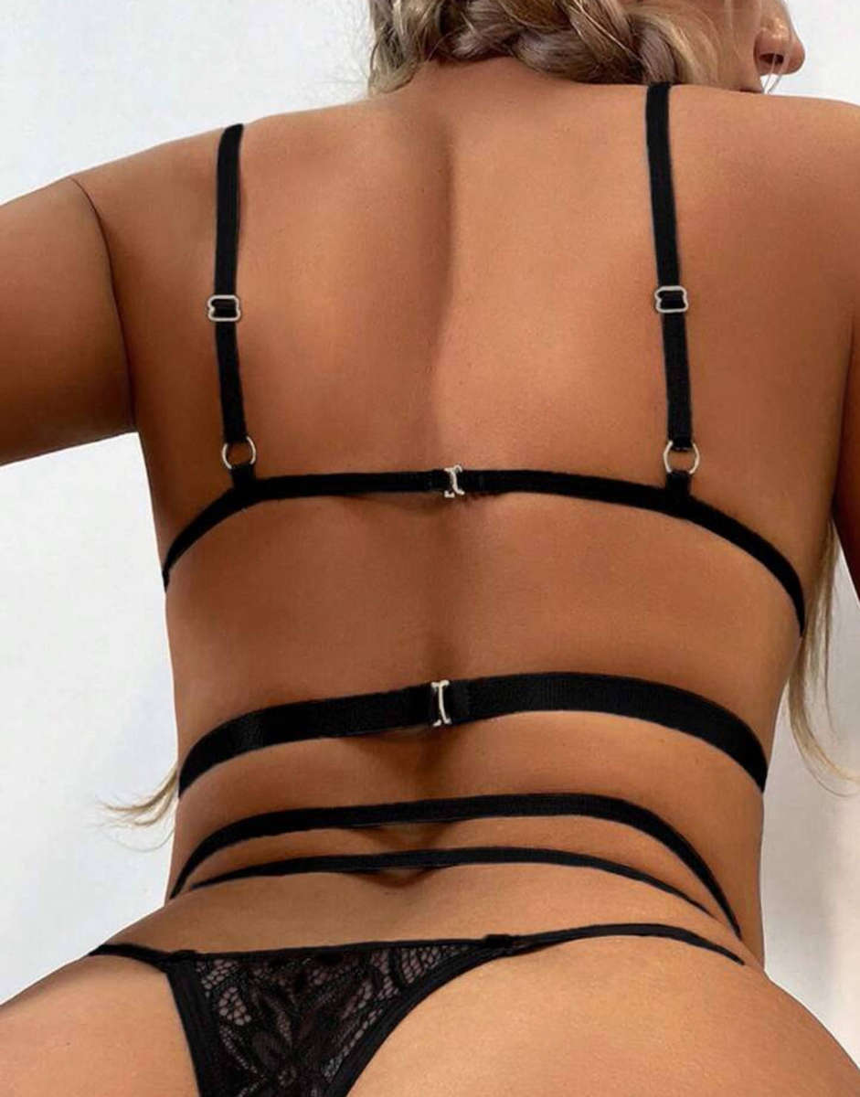 November deals - 50% Off 2 piece Black Harness Lingerie set