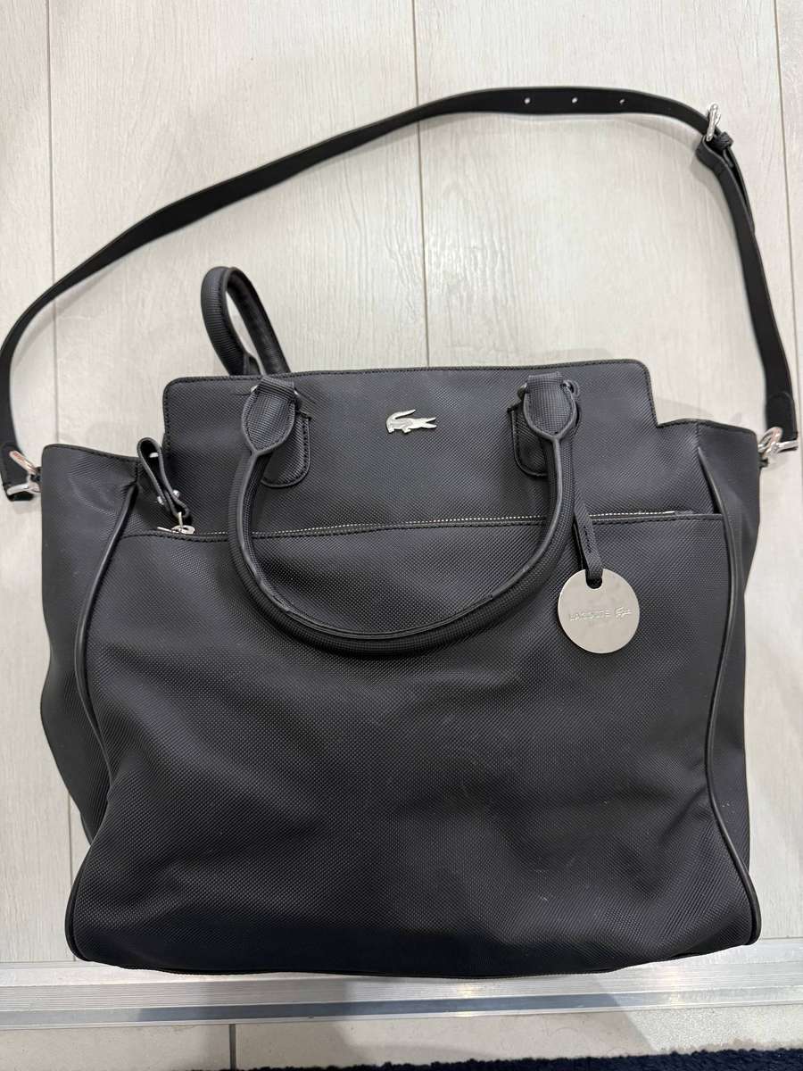Lacoste Black Structured Tote Bag 