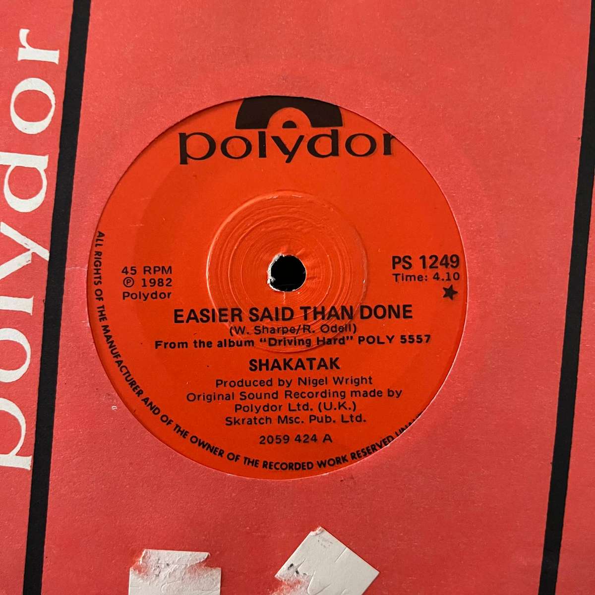 Shakatak - Easier Said Than Done Vinyl 7 Inch Single South African Press