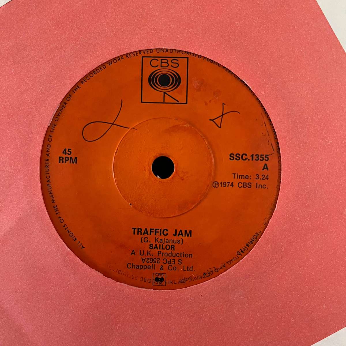 Sailor - Traffic Jam Vinyl 7 Inch Single South African Press