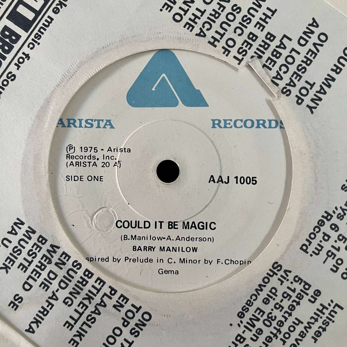 Barry Manilow - Could It Be Magic Vinyl 7 Inch Single South African Press