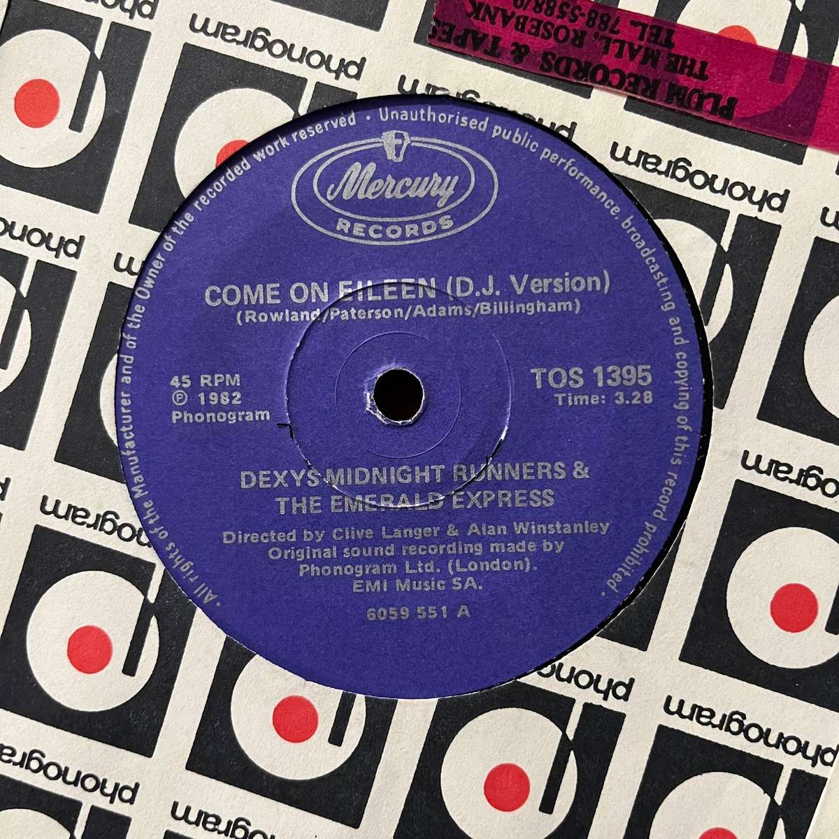 Dexya Midnight Runners - Come On Eileen Vinyl 7 Inch Single South African Press