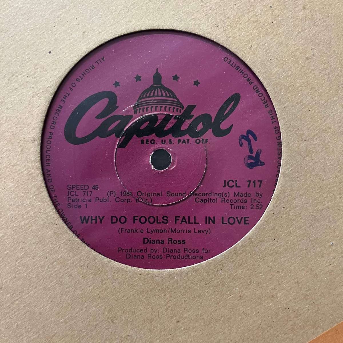 Diana Ross - Why Do Fools Fall In Love Vinyl 7 Inch Single South African Press