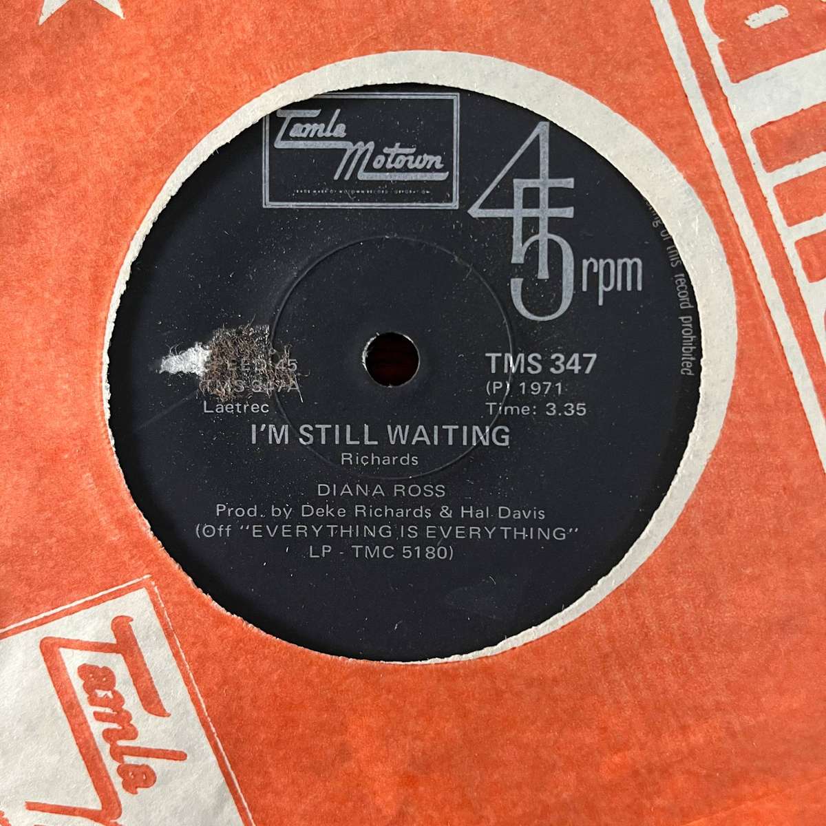 Diana Ross - I'm Still Waiting Vinyl 7 Inch Single South African Press