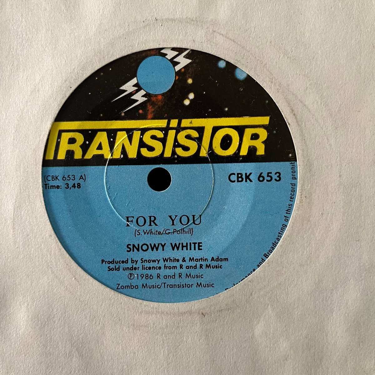 Snowy White - For You Vinyl 7 Inch Single South African Press
