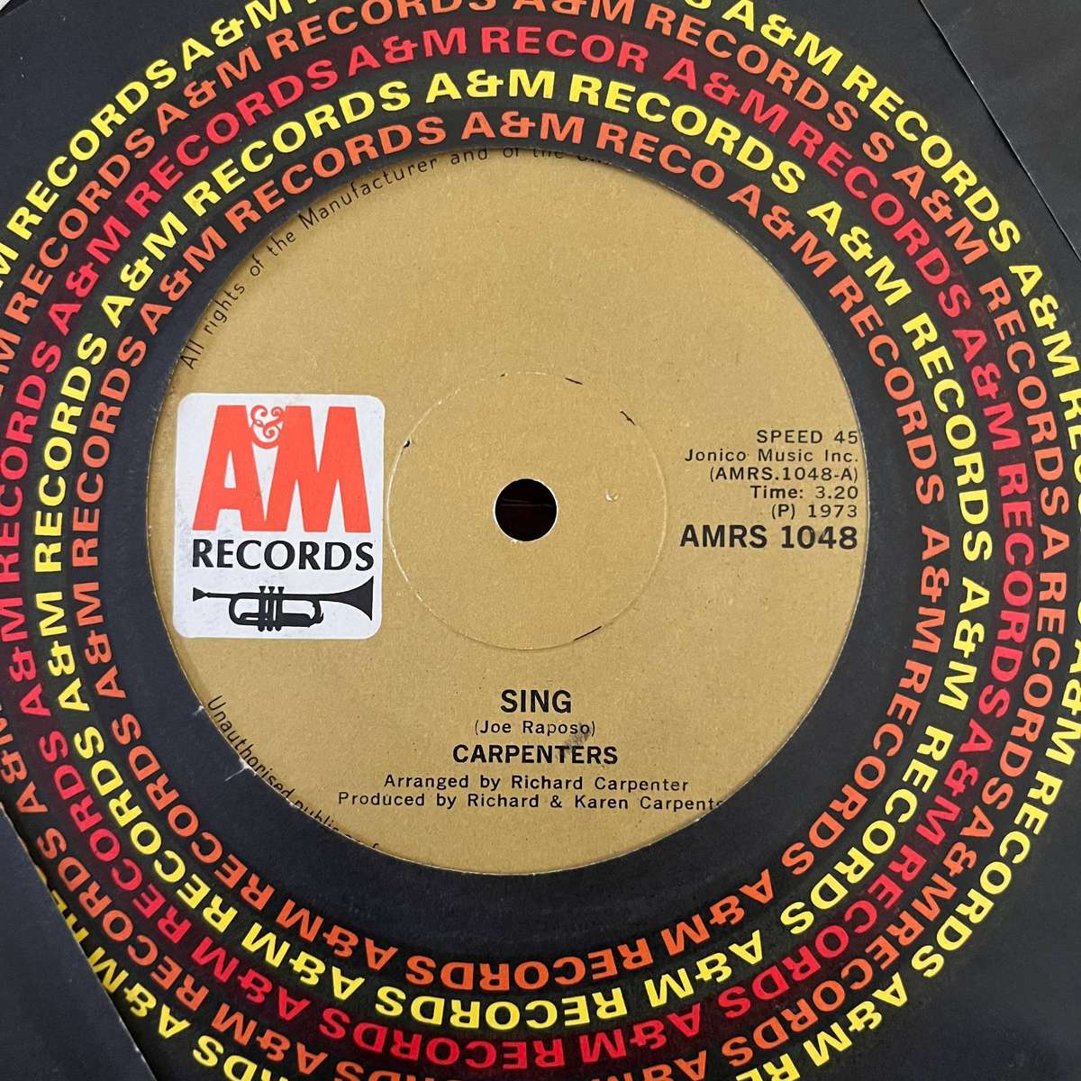 Carpenters - Sing Vinyl 7 Inch Single South African Press