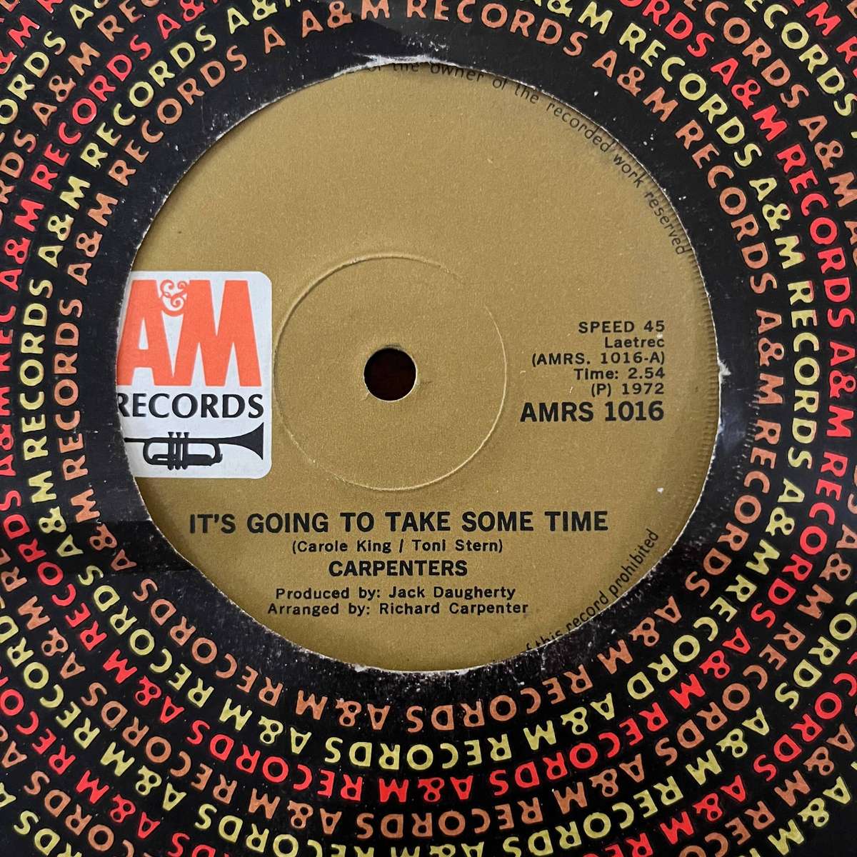 Carpenters - It's Going To Take Some Time Vinyl 7 Inch Single South African Press