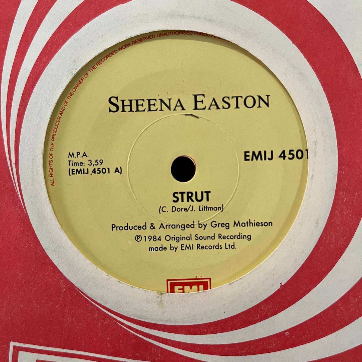 Sheena Easton - Strut Vinyl 7 Inch Single South African Press