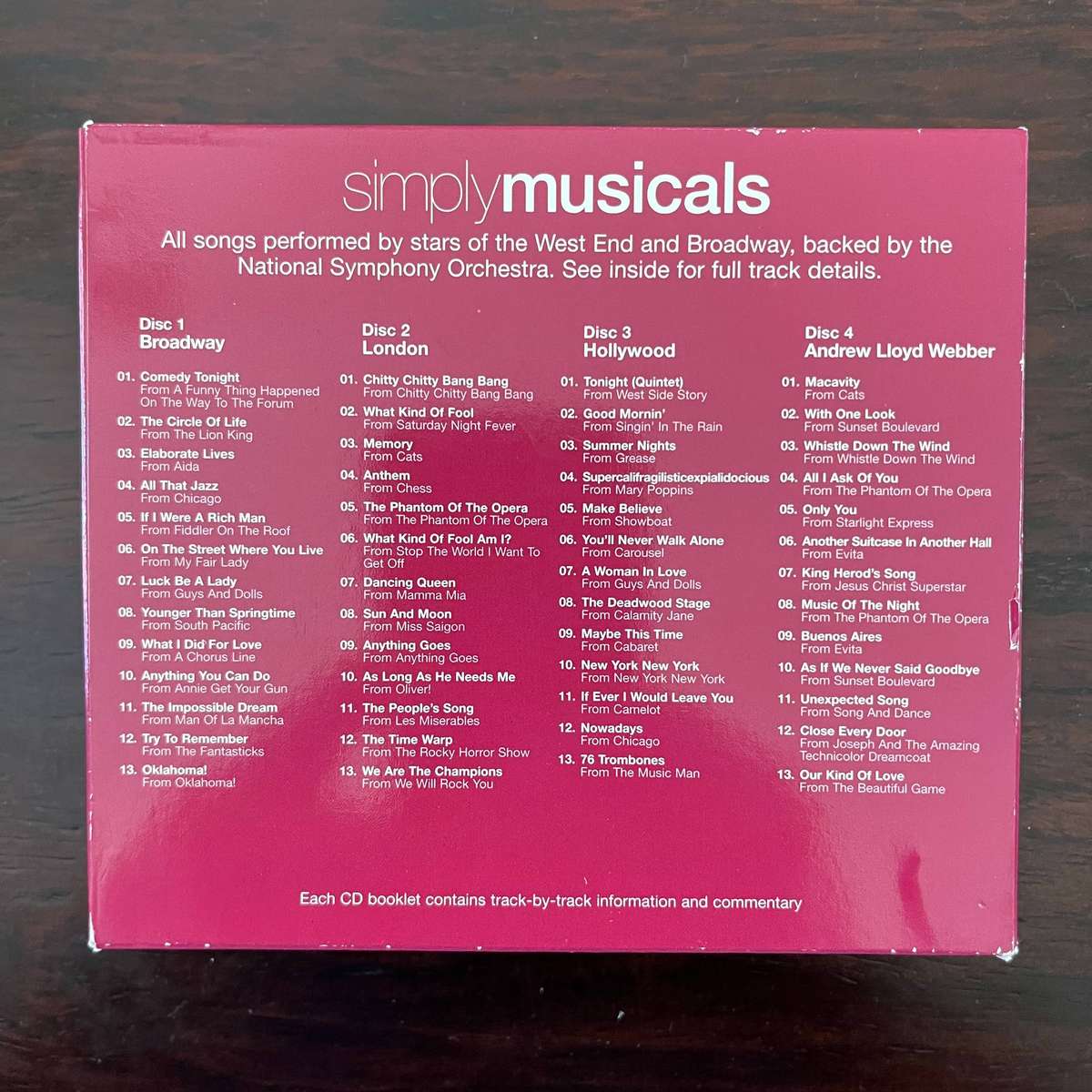 Simply Musicals 4CD Set Chicago Evita Cats Import