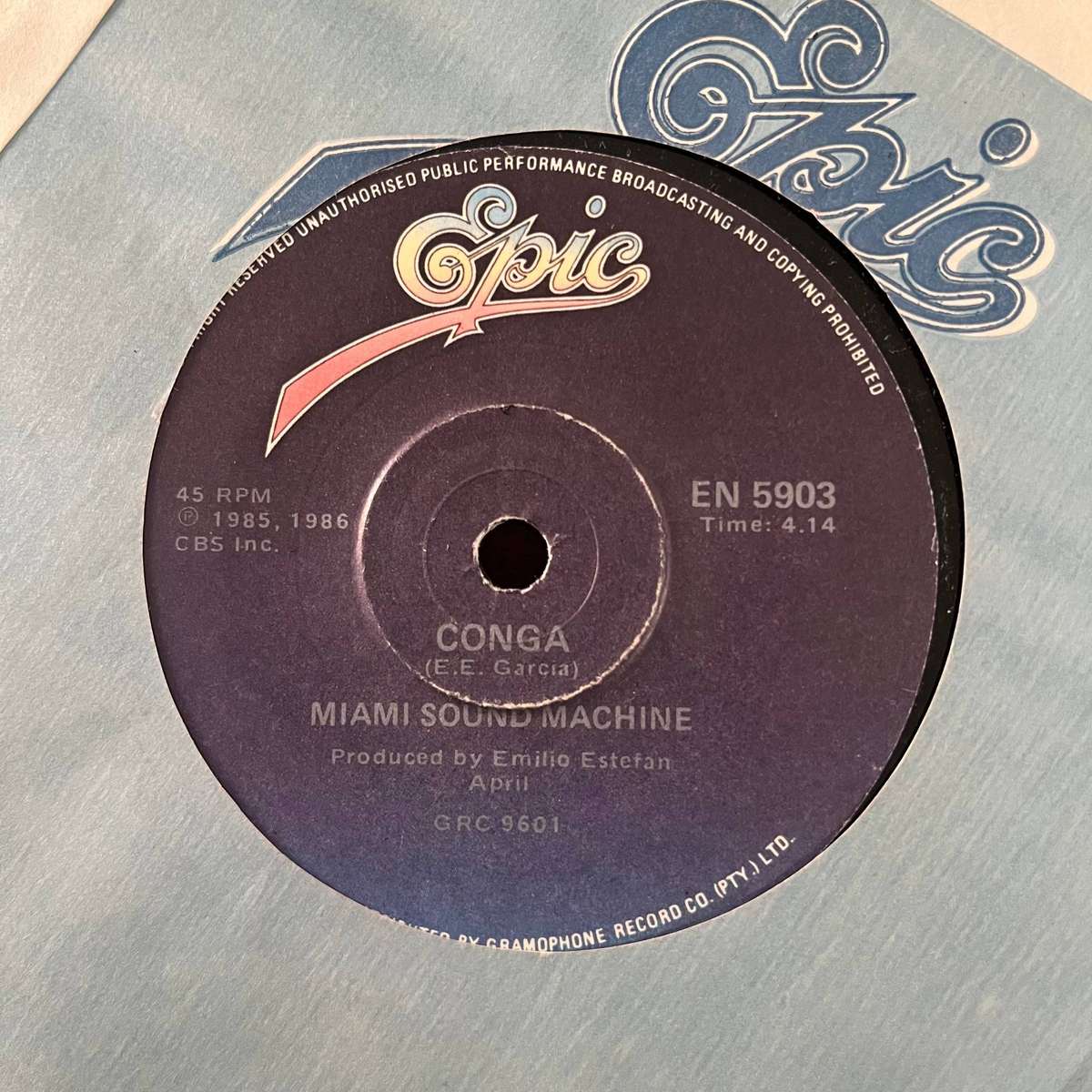 Miami Sound Machine - Conga Vinyl 7 Inch Single South African Press