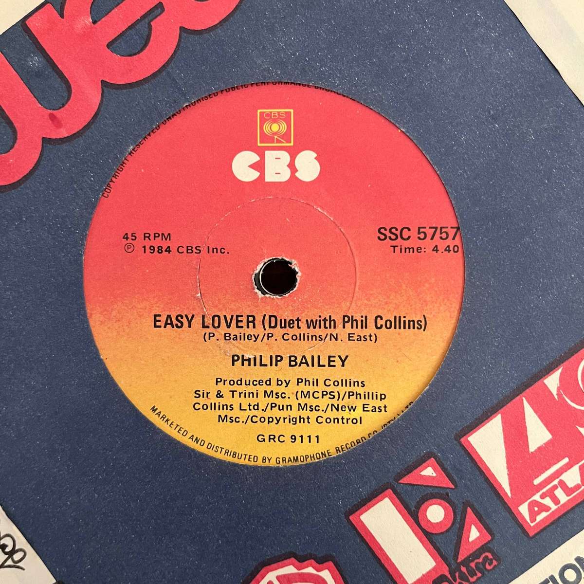 Philip Bailey - Easy Lover with Phil Collins Vinyl 7 Inch Single South African Press