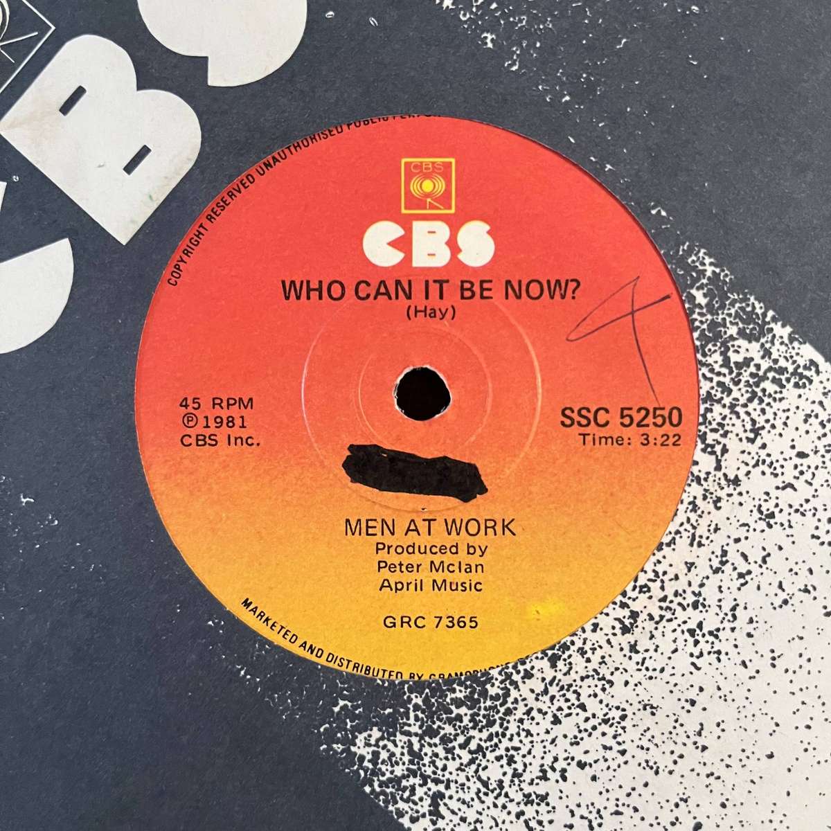 Men At Work - Who Can It Be Now Vinyl 7 Inch Single South African Press