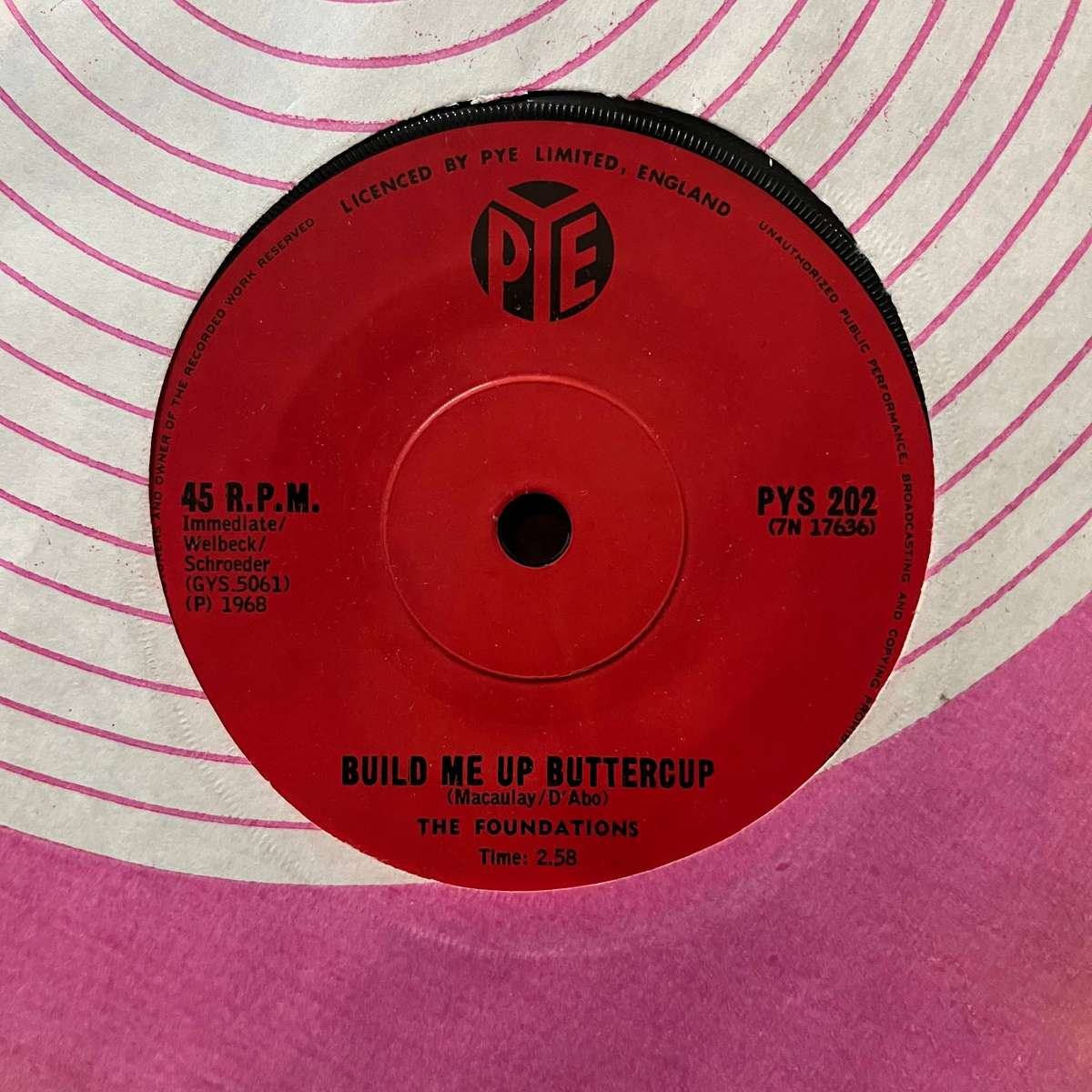The Foundations - Build Me Up Buttercup Vinyl 7 Inch Single South African Press