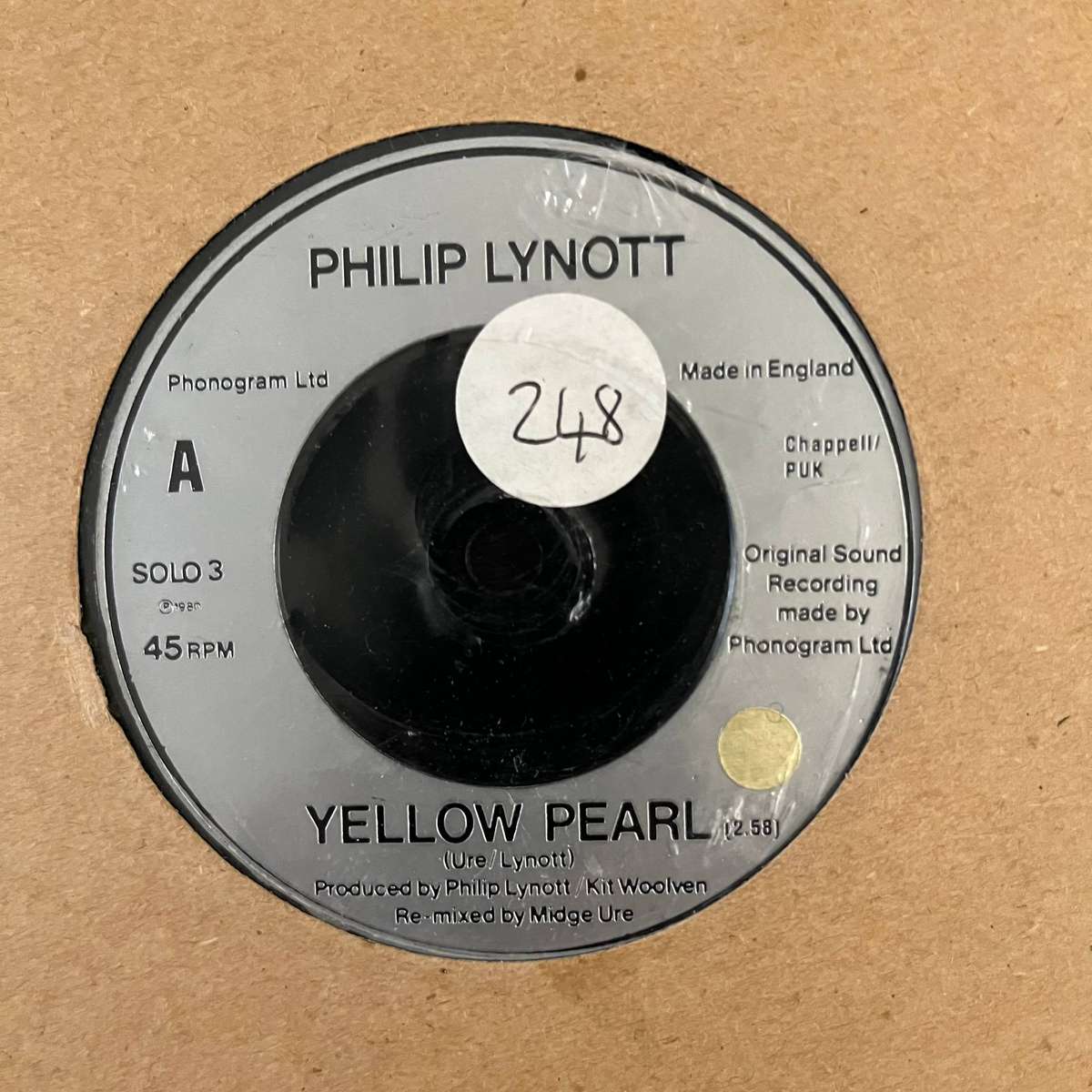Philip Lynott (Thin Lizzy) - Yellow Pearl Vinyl 7 Inch Single UK Press