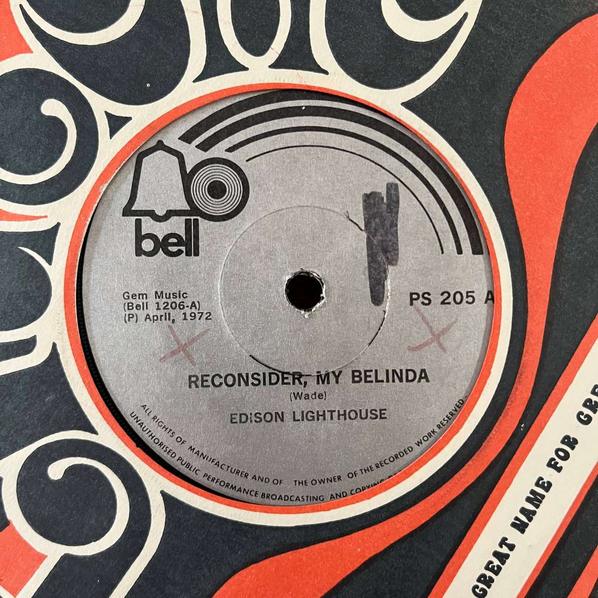 Edison Lighthouse - Reconsider, My Belinda / Find Mr. Zebedee Vinyl 7 Inch Single SA Press