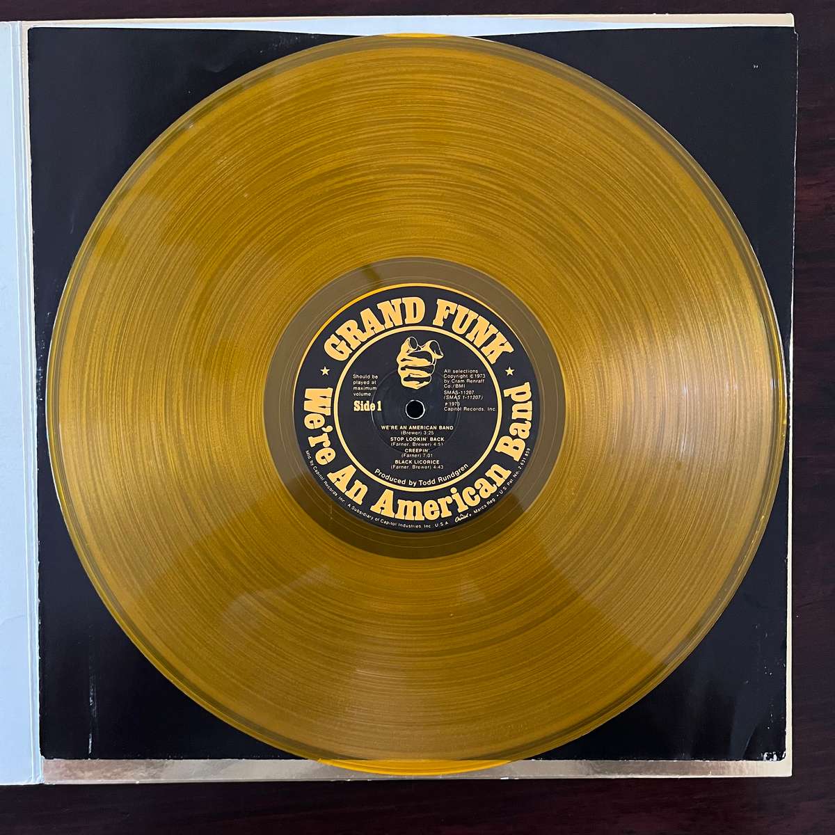 Grand Funk - We're An American Band Vinyl LP Original US Press Translucent Yellow