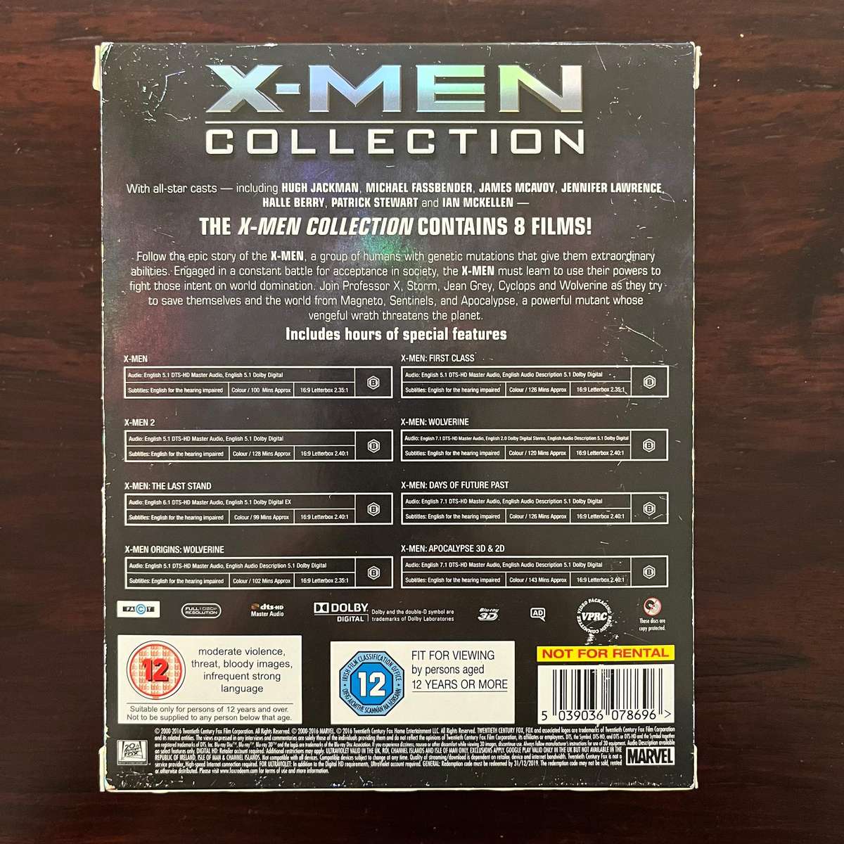 X-Men Collection Blu Ray 8 Movie Boxset UK Press Import