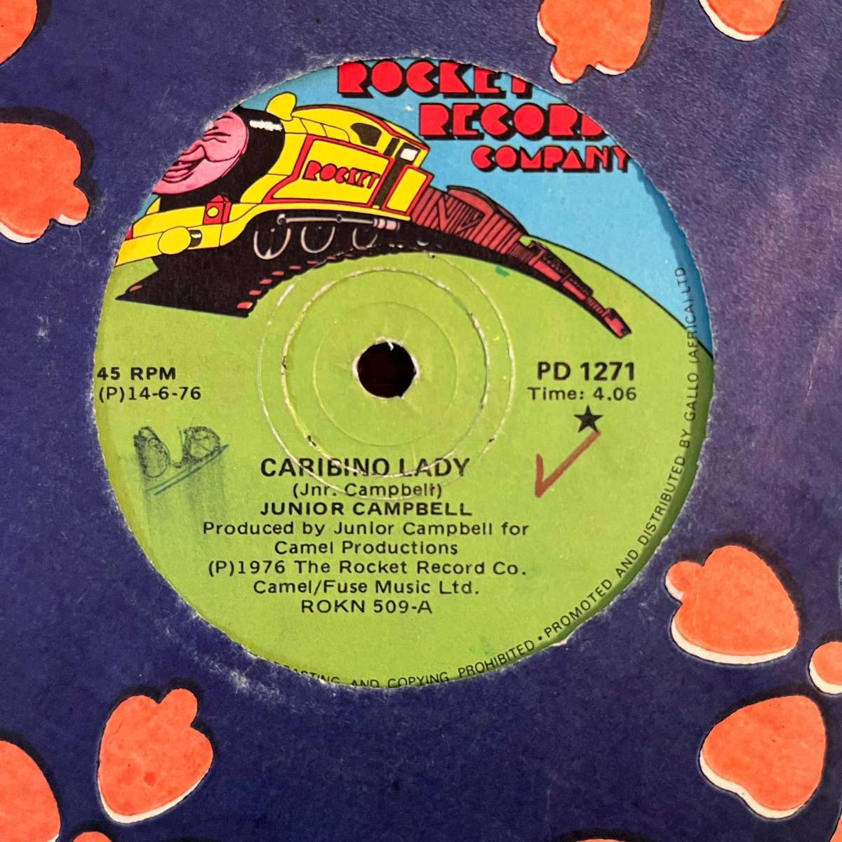 Junior Campbell - Carabino Lady Vinyl 7 Inch Single South African Press