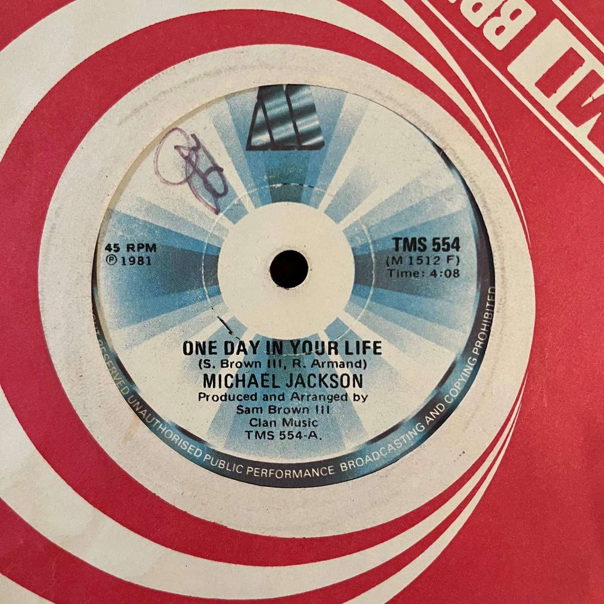 Michael Jackson - One Day In Your Life Vinyl 7 Inch Single South African Press
