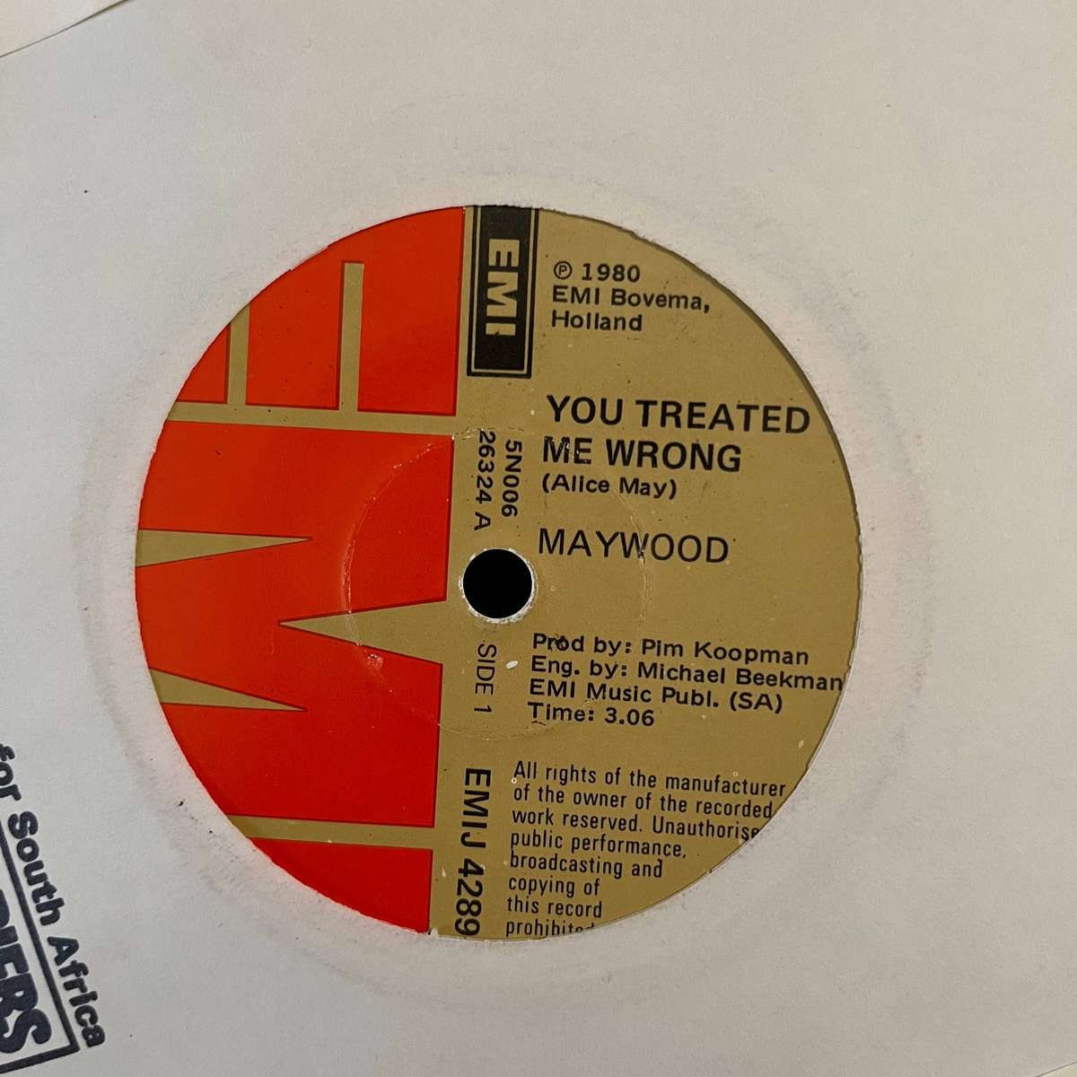 Maywood - You Treated Me Wrong Vinyl 7 Inch Single South African Press