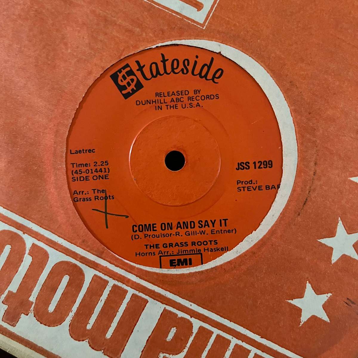 The Grass Roots - Come On and Say It Vinyl 7 Inch Single South African Press