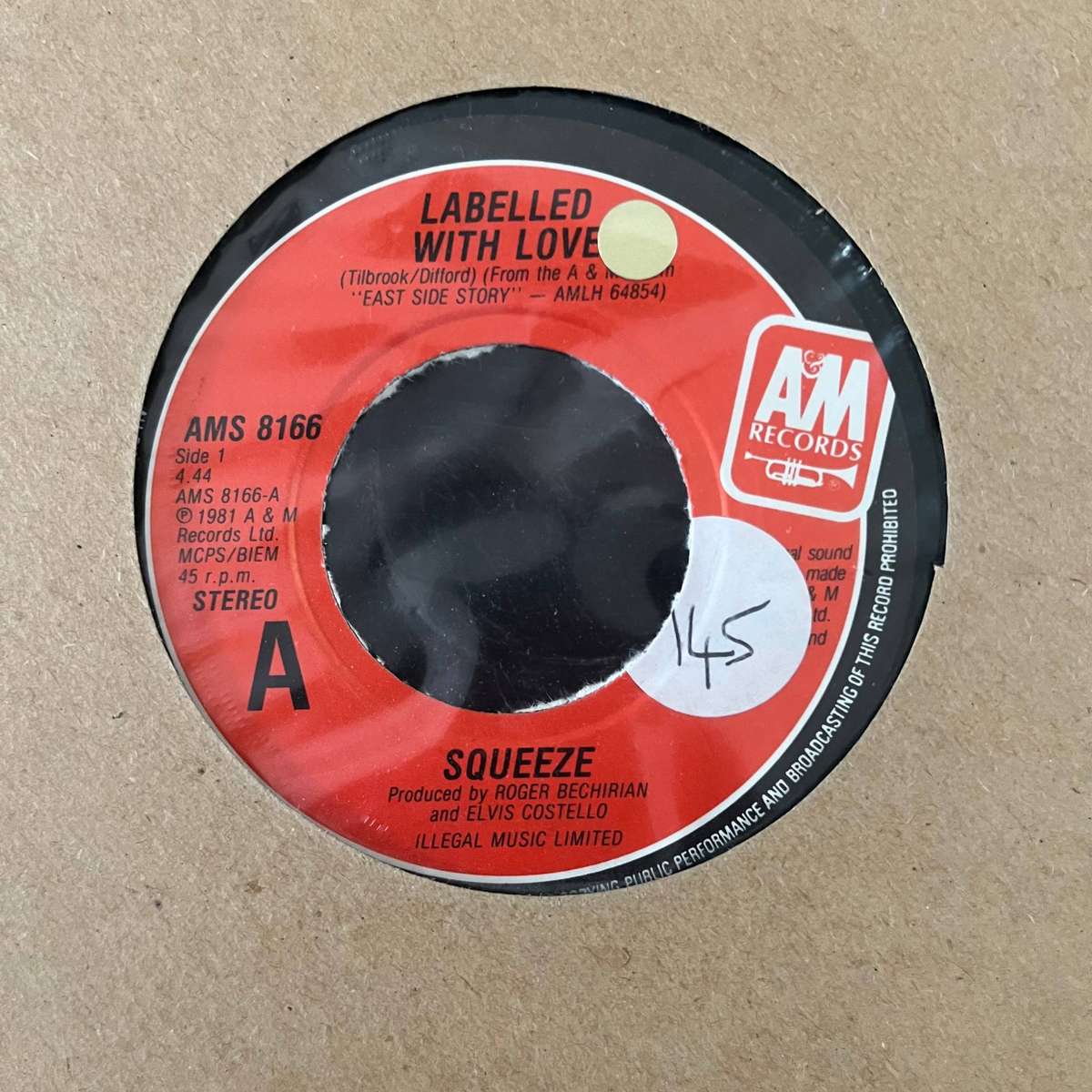 Squeeze - Labelled With Love Vinyl 7 Inch Single UK Press